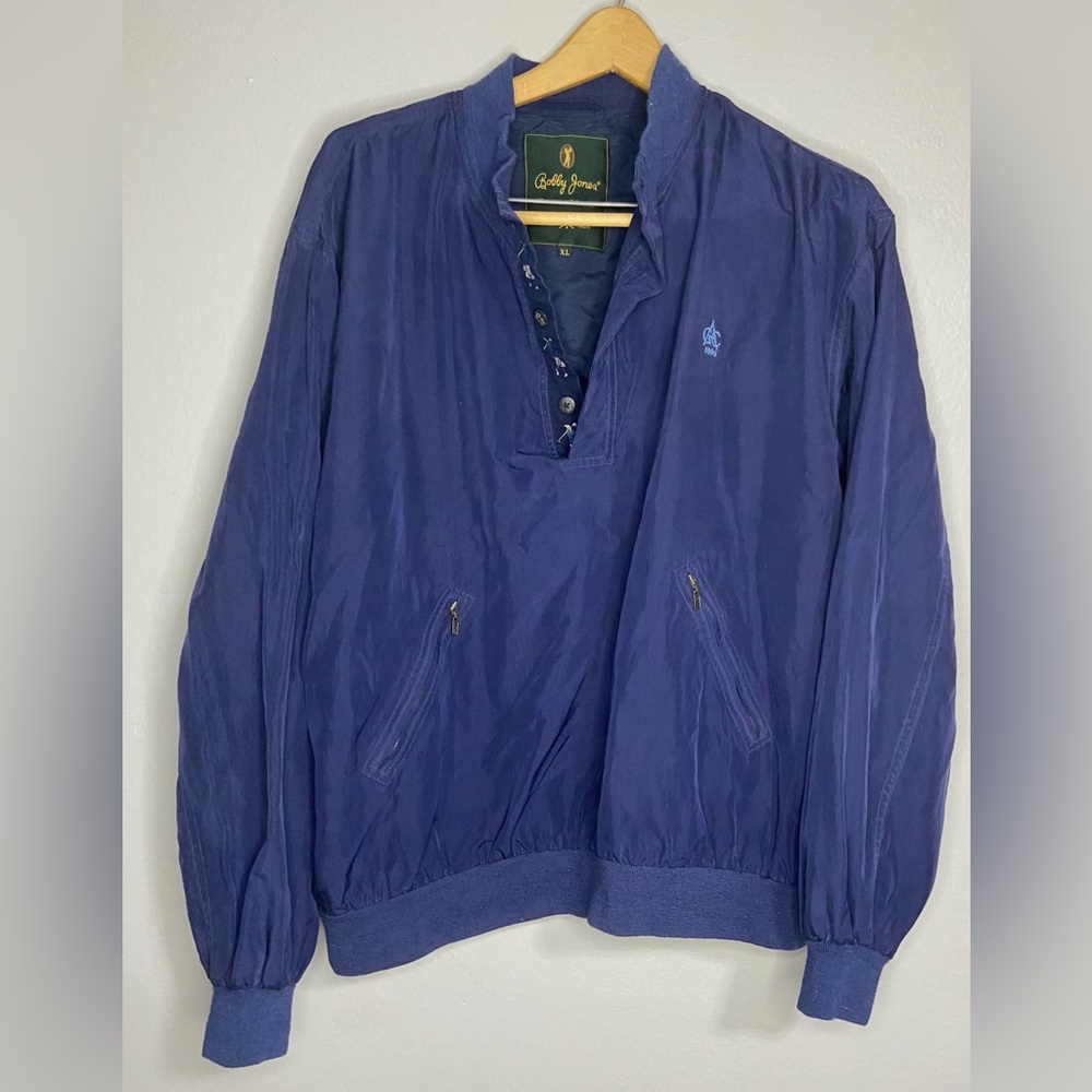 Bobby Jones Blue Embroidered for Aronimink Golf Club Silk Pullover